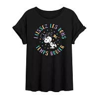 Juniors Womens Crew Neck Short Sleeve Peanuts Snoopy Graphic T-Shirt