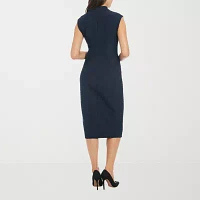 London Style Womens Sleeveless Midi Sheath Dress