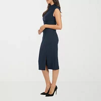 London Style Womens Sleeveless Midi Sheath Dress