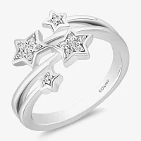 Enchanted Disney Fine Jewelry Womens 1/10 CT. T.W. Natural White Diamond Sterling Silver Star Fairies Tinker Bell Bypass  Cocktail Ring