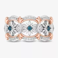 Enchanted Disney Fine Jewelry Womens 1/6 CT. T.W. Natural White Diamond 14K Rose Gold Over Silver Sterling Silver Snowflake Princess Elsa Frozen Cocktail Ring