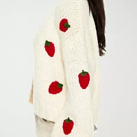 Forever 21 Strawberry Womens Long Sleeve Open Front Cardigan Juniors