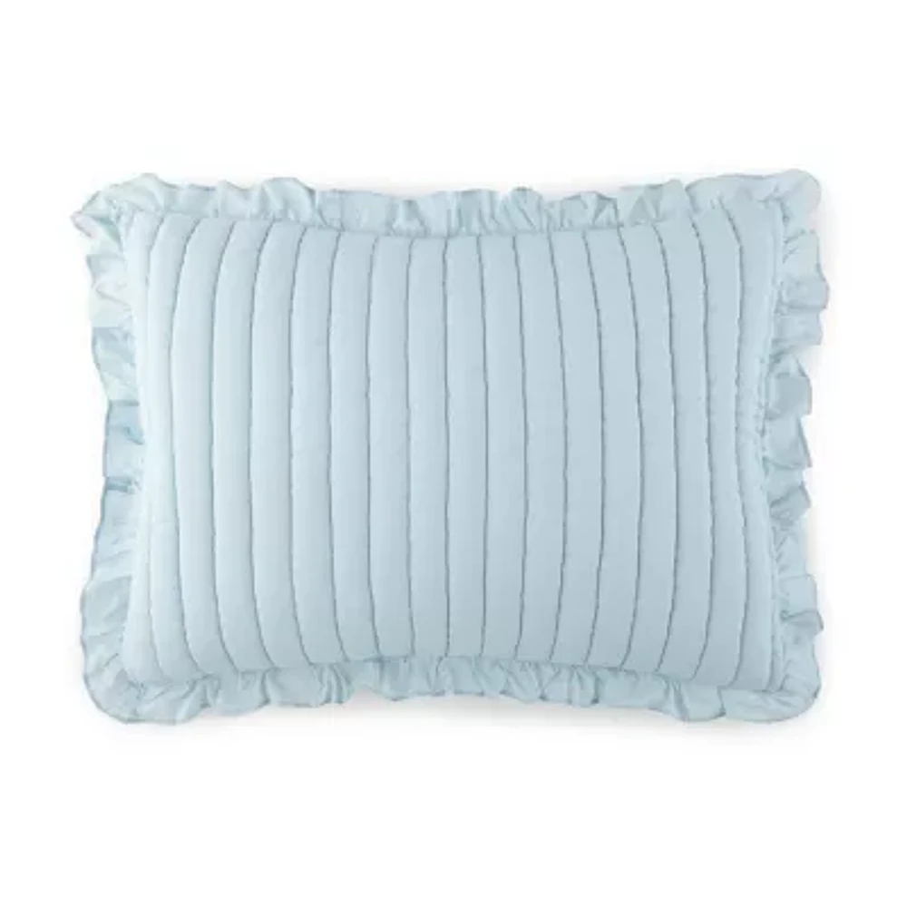 Martha Stewart Blue Ruffle Reversible Pillow Sham