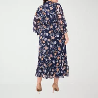 Sam And Jess Womens Long Sleeve Floral Maxi Dress Plus