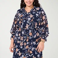 Sam And Jess Womens Long Sleeve Floral Maxi Dress Plus