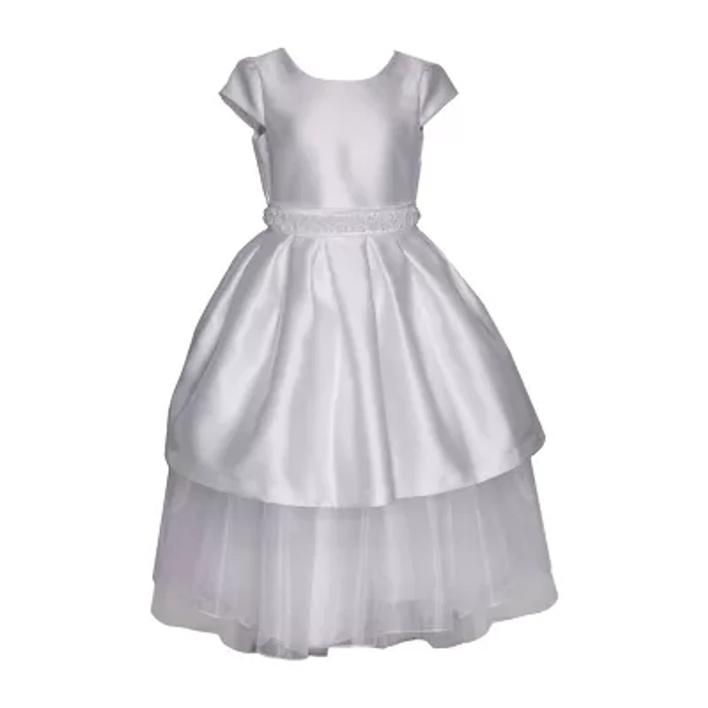 Bonnie Jean Big Girls Communion 3/4 Sleeve Lace Flower Girl Fit + Flare Dress
