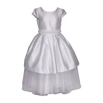 Bonnie Jean Big Girls Communion 3/4 Sleeve Lace Flower Girl Fit + Flare Dress