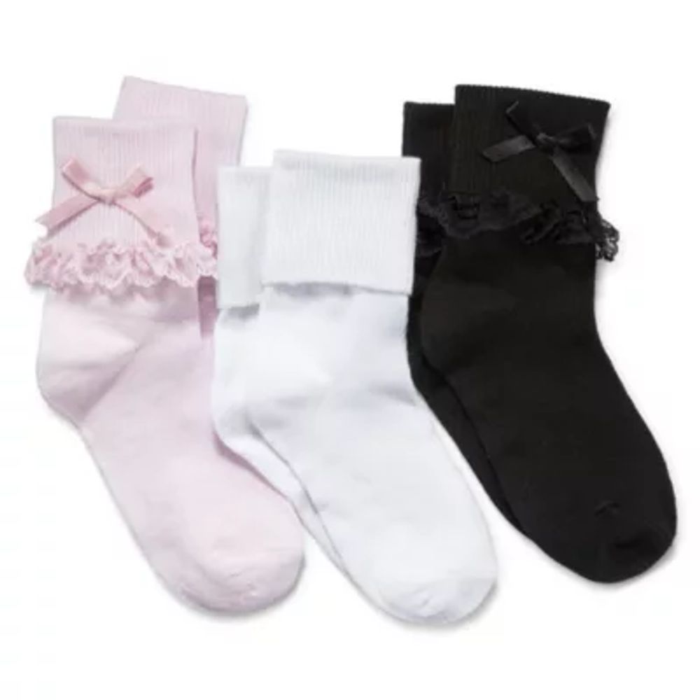 Jacques Moret Toddler Girls 3 Pair Turncuff Socks