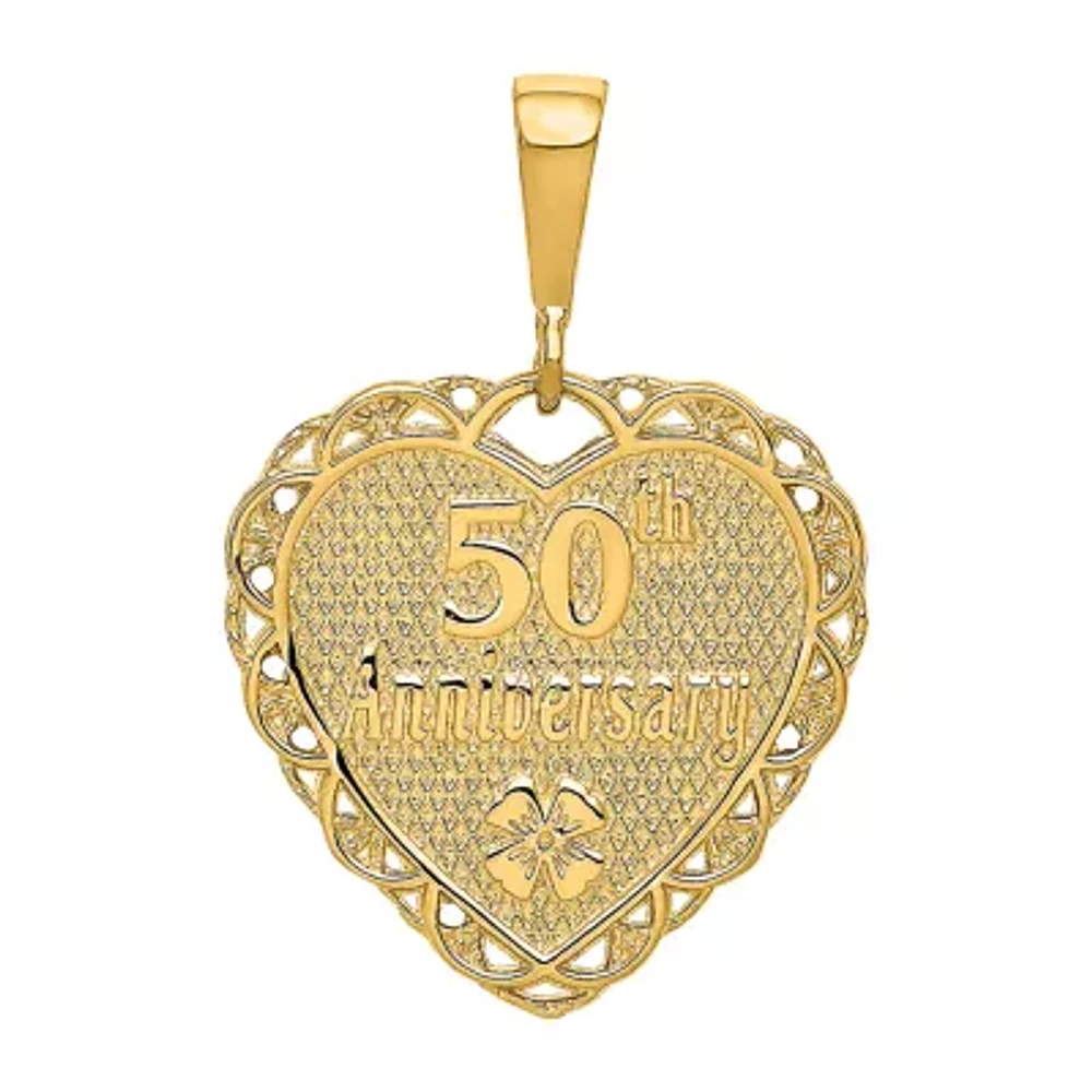 "50th Anniversary" Womens 14K Gold Heart Pendant