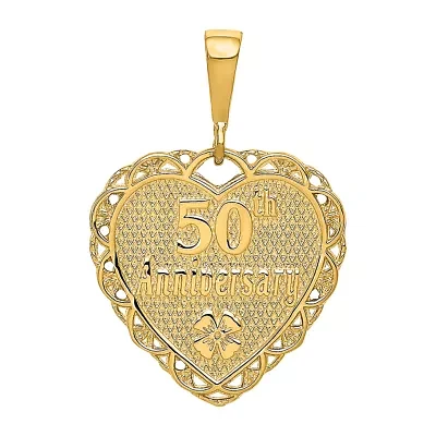 "50th Anniversary" Womens 14K Gold Heart Pendant