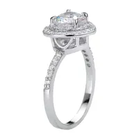 DiamonArt® Womens 1 1/2 CT. T.W. White Cubic Zirconia Platinum Over Silver Heart Engagement Ring