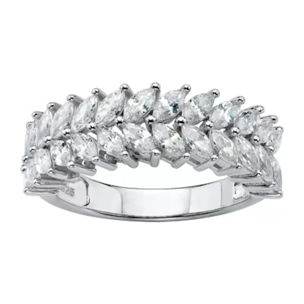 DiamonArt® 2MM 2 1/2 CT. T.W. White Cubic Zirconia Platinum Over Silver Band
