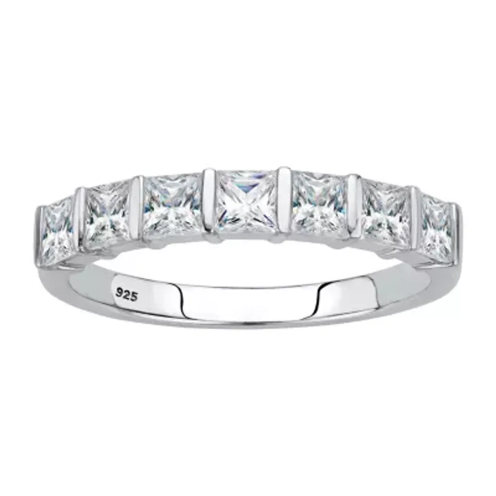 DiamonArt® Womens 1 1/8 CT. T.W. White Cubic Zirconia Platinum Over Silver Square Cocktail Ring