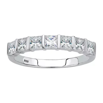 DiamonArt® Womens 1 1/8 CT. T.W. White Cubic Zirconia Platinum Over Silver Square Cocktail Ring