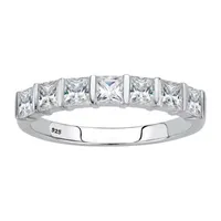 DiamonArt® Womens 1 1/8 CT. T.W. White Cubic Zirconia Platinum Over Silver Square Cocktail Ring