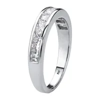 DiamonArt® 2MM 3/4 CT. T.W. White Cubic Zirconia Platinum Over Silver Square Band