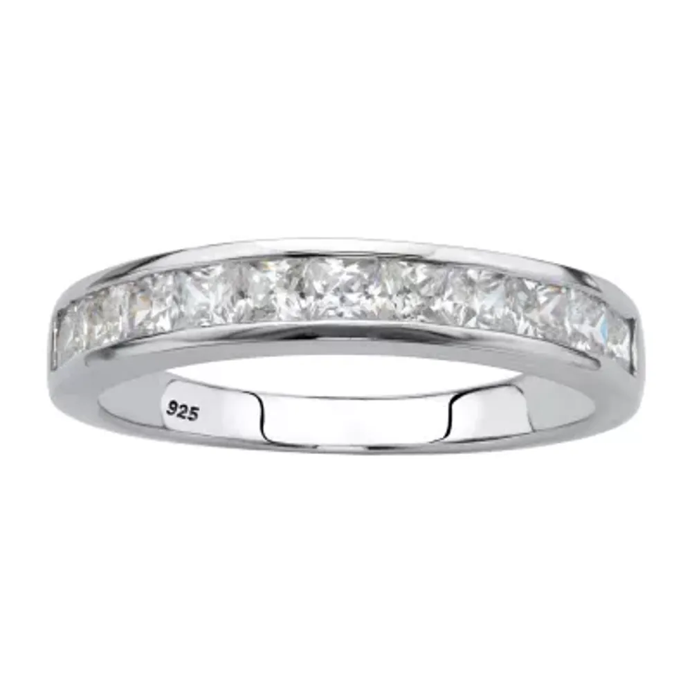 DiamonArt® 2MM 3/4 CT. T.W. White Cubic Zirconia Platinum Over Silver Square Band