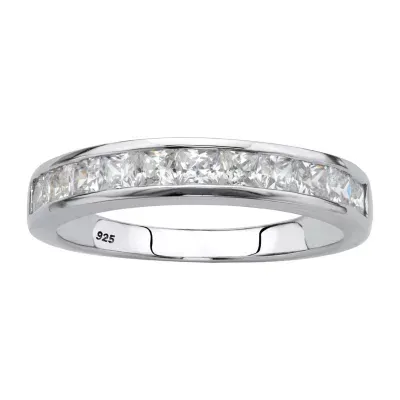 DiamonArt® 2MM 3/4 CT. T.W. White Cubic Zirconia Platinum Over Silver Square Band