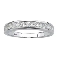 DiamonArt® 2MM 3/4 CT. T.W. White Cubic Zirconia Platinum Over Silver Square Band