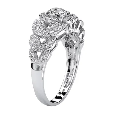 DiamonArt® Womens / CT. T.W. White Cubic Zirconia Platinum Over Silver Round Engagement Ring