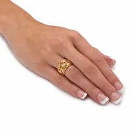 DiamonArt® Womens 1 CT. T.W. White Cubic Zirconia 18K Gold Over Silver Round Cocktail Ring