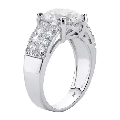 DiamonArt® Womens 4 1/ CT. T.W. White Cubic Zirconia Platinum Over Silver Round Engagement Ring