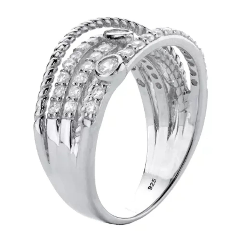 DiamonArt® 3MM 3/4 CT. T.W. White Cubic Zirconia Sterling Silver Round Band