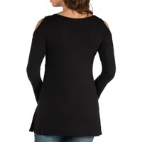 24seven Comfort Apparel Maternity Womens Scoop Neck Long Sleeve Tunic Top