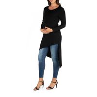 24seven Comfort Apparel Maternity Womens Round Neck Long Sleeve Tunic Top