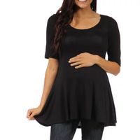 24/7 Comfort Apparel-Maternity Womens Scoop Neck Short Sleeve Tunic Top