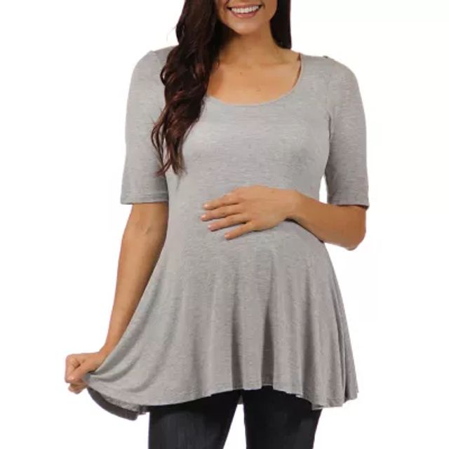 24seven Comfort Apparel 24/7 Comfort Apparel-Maternity Womens Scoop Neck  Short Sleeve Tunic Top