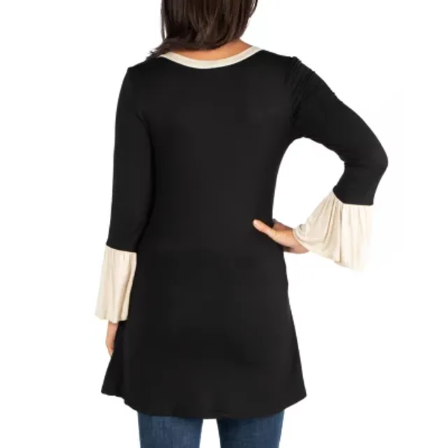 24seven Comfort Apparel Maternity Womens Scoop Neck Long Sleeve Tunic Top