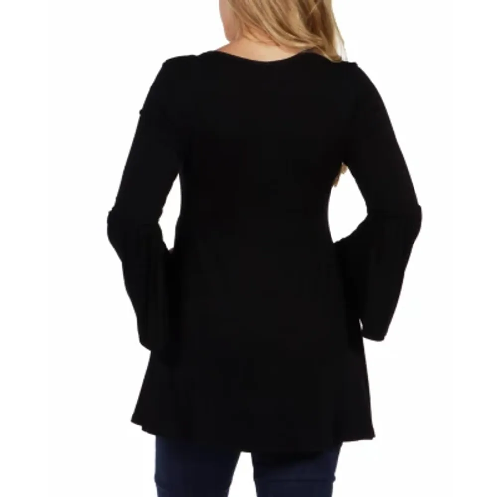 24seven Comfort Apparel Maternity Womens Scoop Neck Long Sleeve Tunic Top