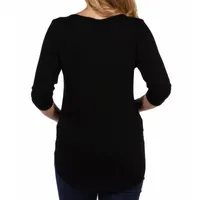 24seven Comfort Apparel Maternity Womens V Neck 3/4 Sleeve Tunic Top