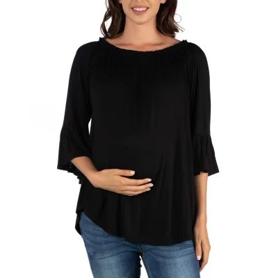 24/7 Comfort Apparel-Maternity Womens Round Neck 3/4 Sleeve Tunic Top