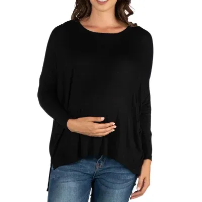 24seven Comfort Apparel Maternity Womens Round Neck Long Sleeve Tunic Top