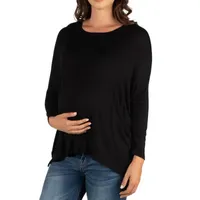 24seven Comfort Apparel Maternity Womens Round Neck Long Sleeve Tunic Top