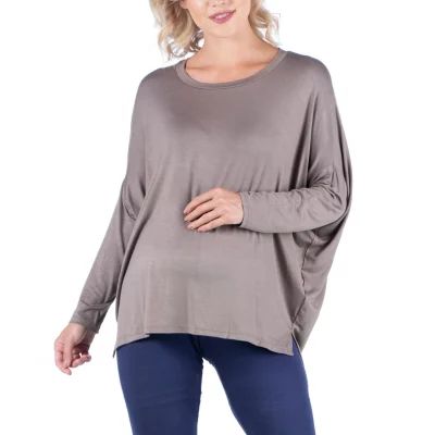 24seven Comfort Apparel Maternity Womens Round Neck Long Sleeve Tunic Top