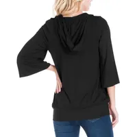 24seven Comfort Apparel Maternity Womens Hooded 3/4 Sleeve Tunic Top