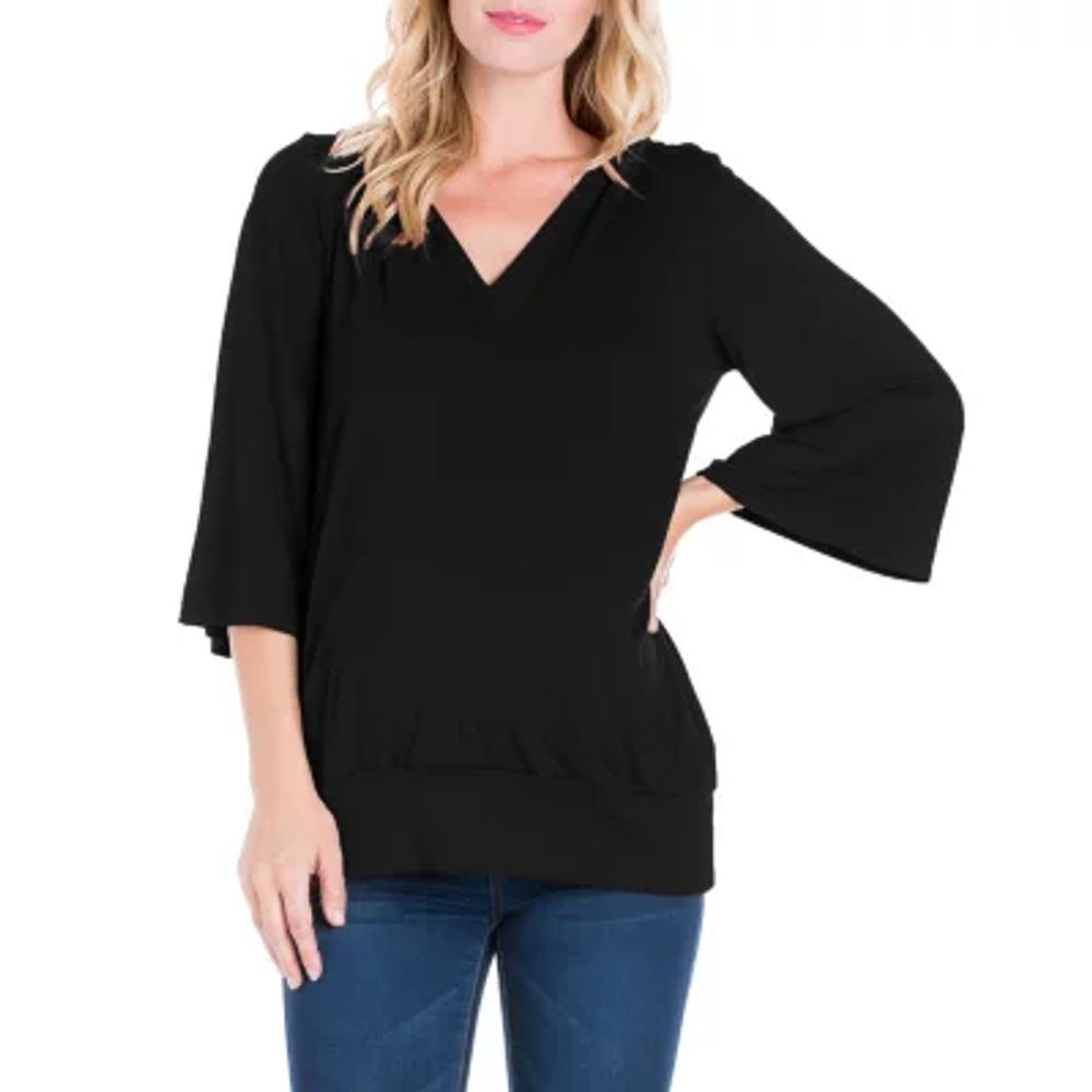 24seven Comfort Apparel Maternity Womens V Neck Long Sleeve Tunic