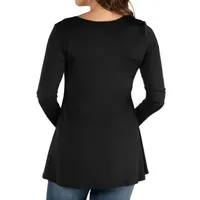 24seven Comfort Apparel Maternity Womens Henley Neck Long Sleeve Tunic Top