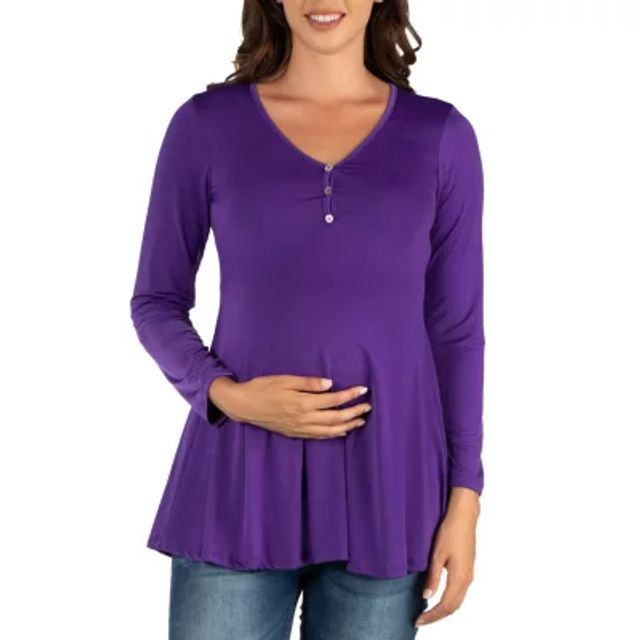 24seven Comfort Apparel Maternity Womens V Neck Long Sleeve Tunic