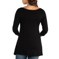 24/7 Comfort Apparel-Maternity Womens Round Neck 3/4 Sleeve Tunic Top