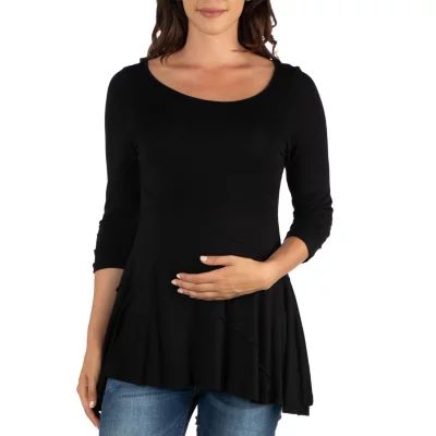 24/7 Comfort Apparel-Maternity Womens Round Neck 3/4 Sleeve Tunic Top