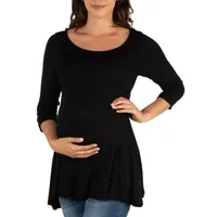 24/7 Comfort Apparel-Maternity Womens Round Neck 3/4 Sleeve Tunic Top