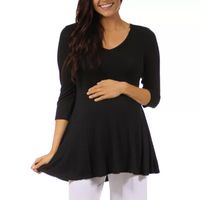 24seven Comfort Apparel Maternity Womens V Neck 3/4 Sleeve Tunic Top