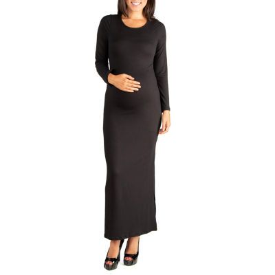 24seven Comfort Apparel Maternity Long Sleeve Maxi Dress