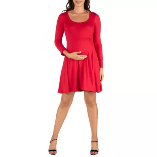 24seven Comfort Apparel Maternity Long Sleeve Maxi Dress