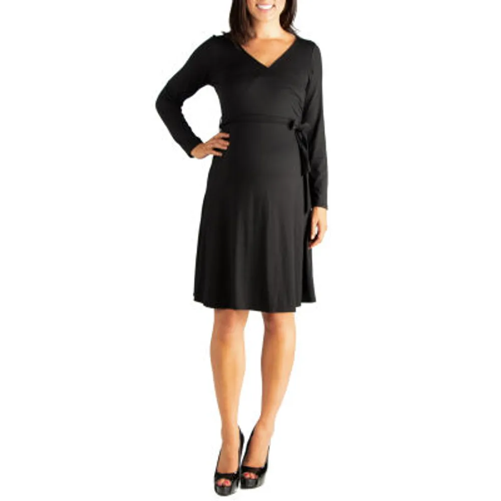 24seven Comfort Apparel Womens Long Sleeve A-Line Dress Maternity