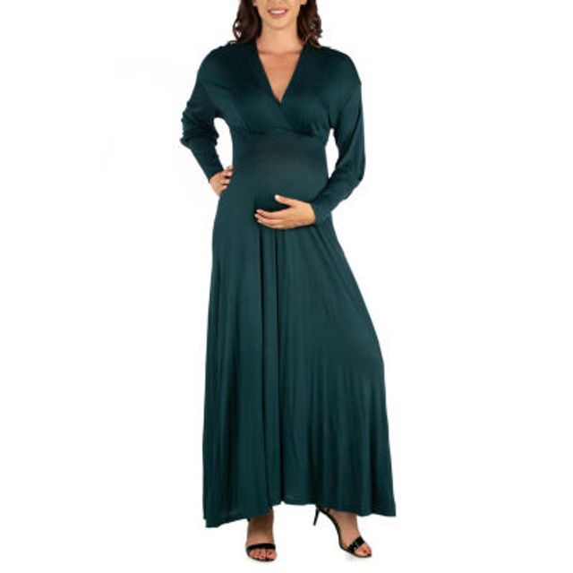 24seven Comfort Apparel Maternity Short Sleeve Wrap Dress